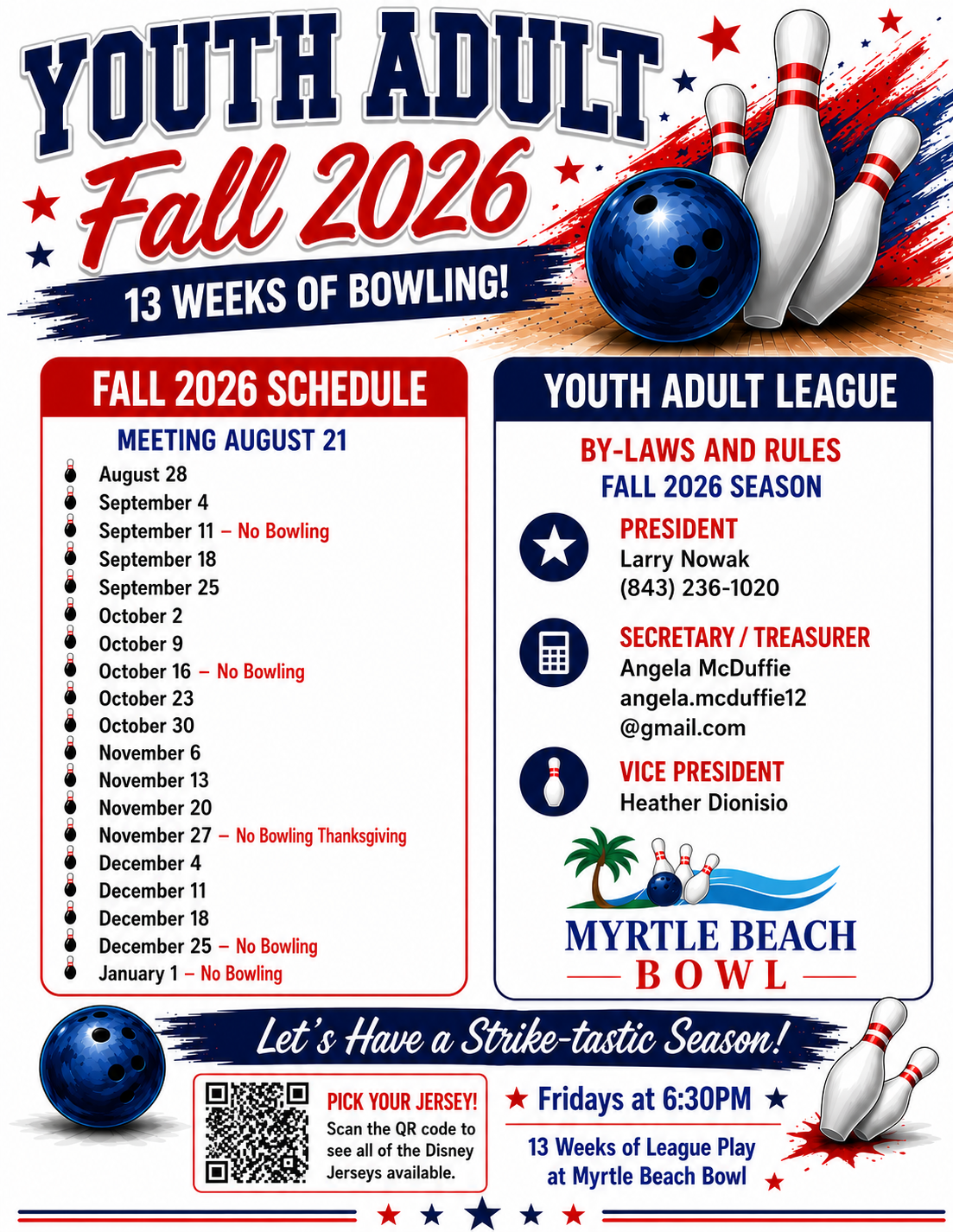 Youth adult fall bowling league poster